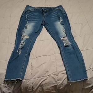 Distressed Blue Denim Jeans